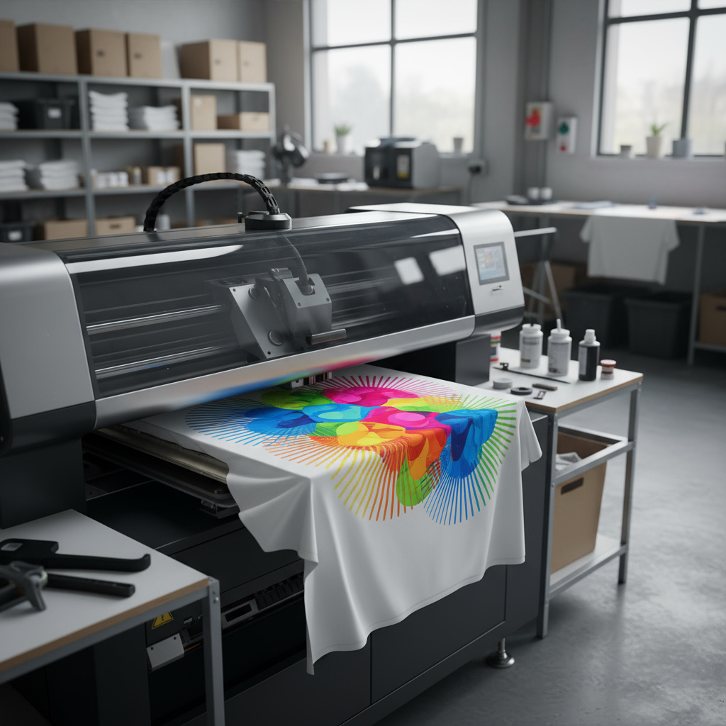 Impresora DTG imprimiendo una camiseta